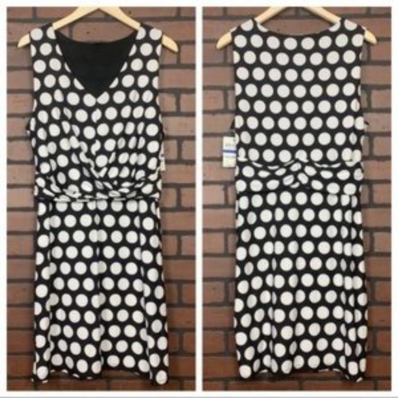 INC International Concepts Dresses & Skirts - INC XL Black & White Bold Polka Dot Sheath Dress